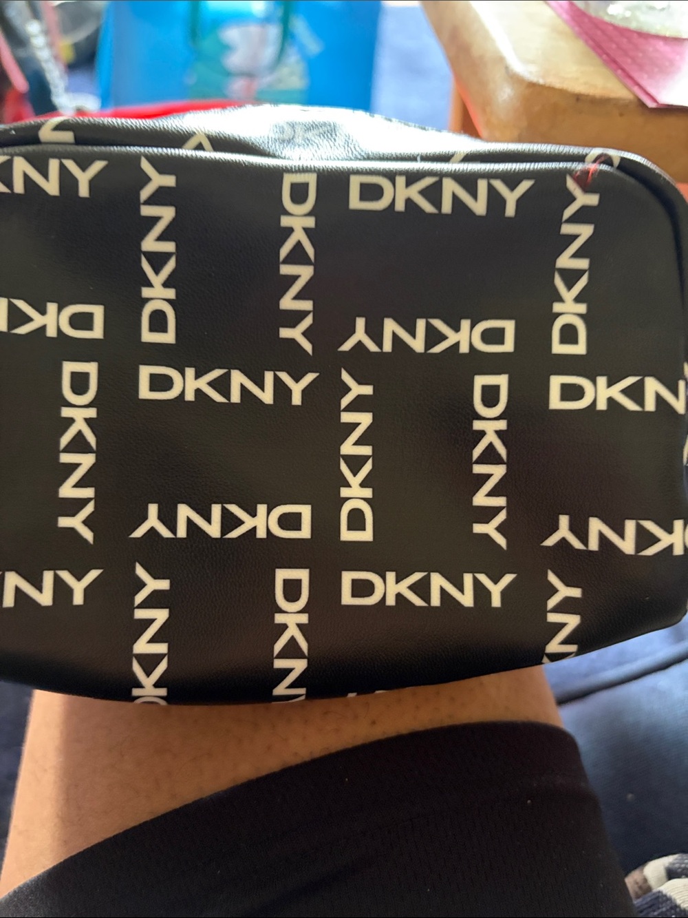 DKNY Black and White Logo Toiletry Pouch